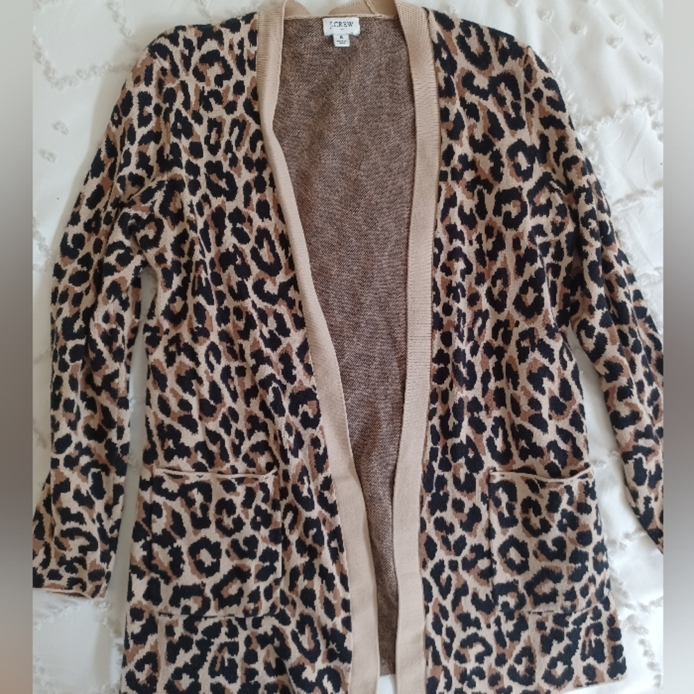 J Crew Leopard Long Cardigan